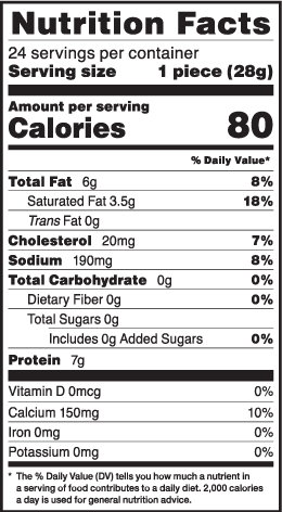 Nutrition facts for 1 oz. LMPS 24-ct Carton